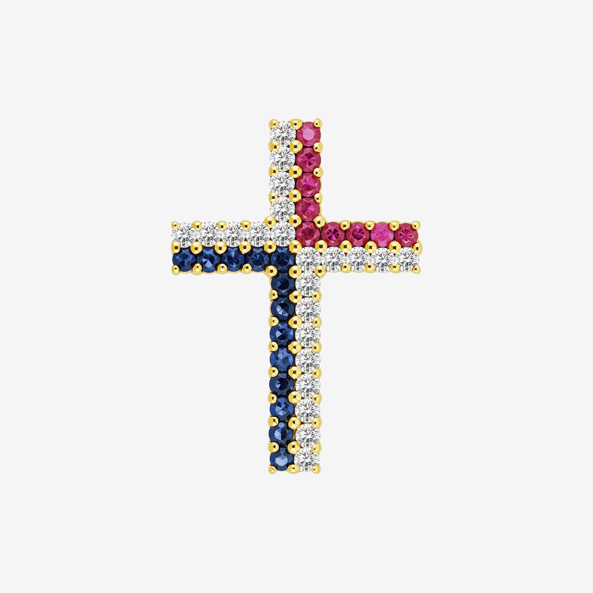 TRICOLOR PAVÉ CROSS PENDANT