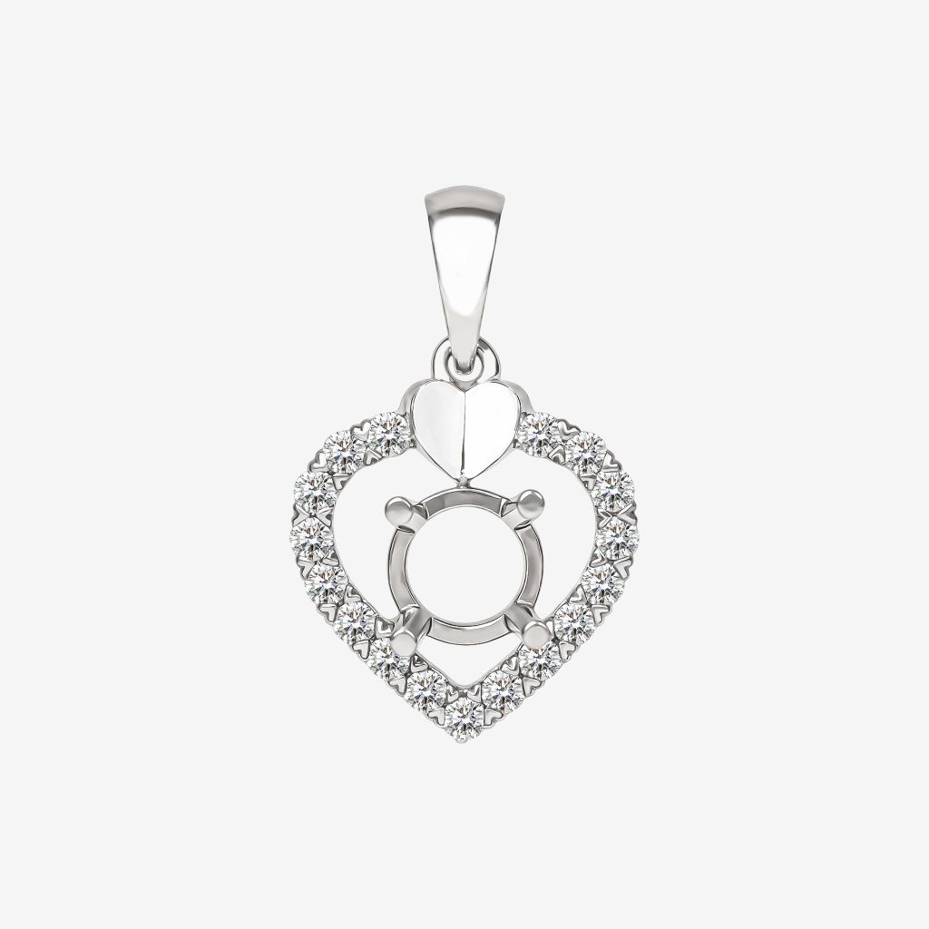  HEART HALO SEMI-SET PENDANT 