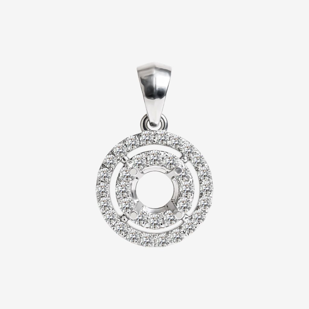  OPEN DOUBLE HALO SEMI-SET PENDANT 