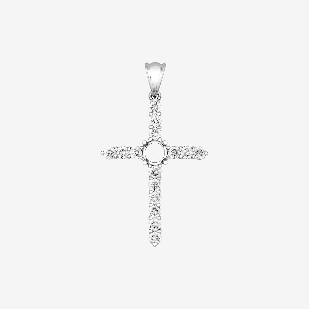  CLASSIC PAVE CROSS SEMI-SET PENDANT 