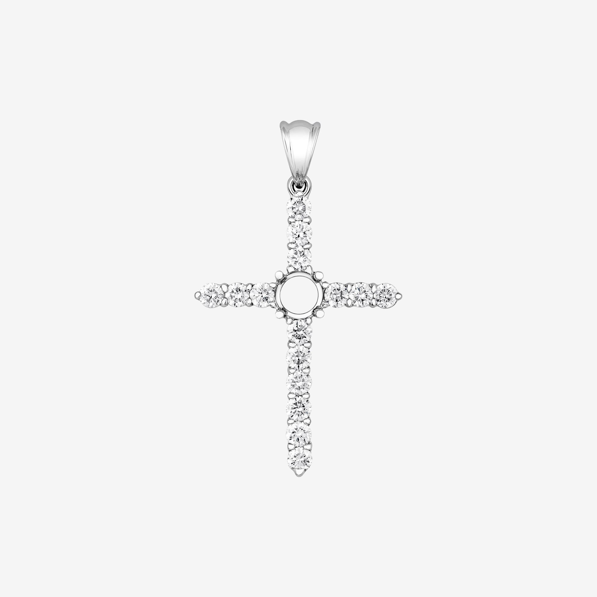 CLASSIC PAVE CROSS SEMI-SET PENDANT