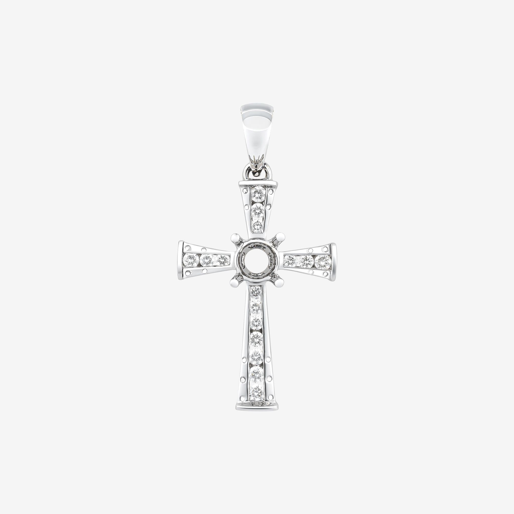 FLARED CROSS SEMI-SET PENDANT