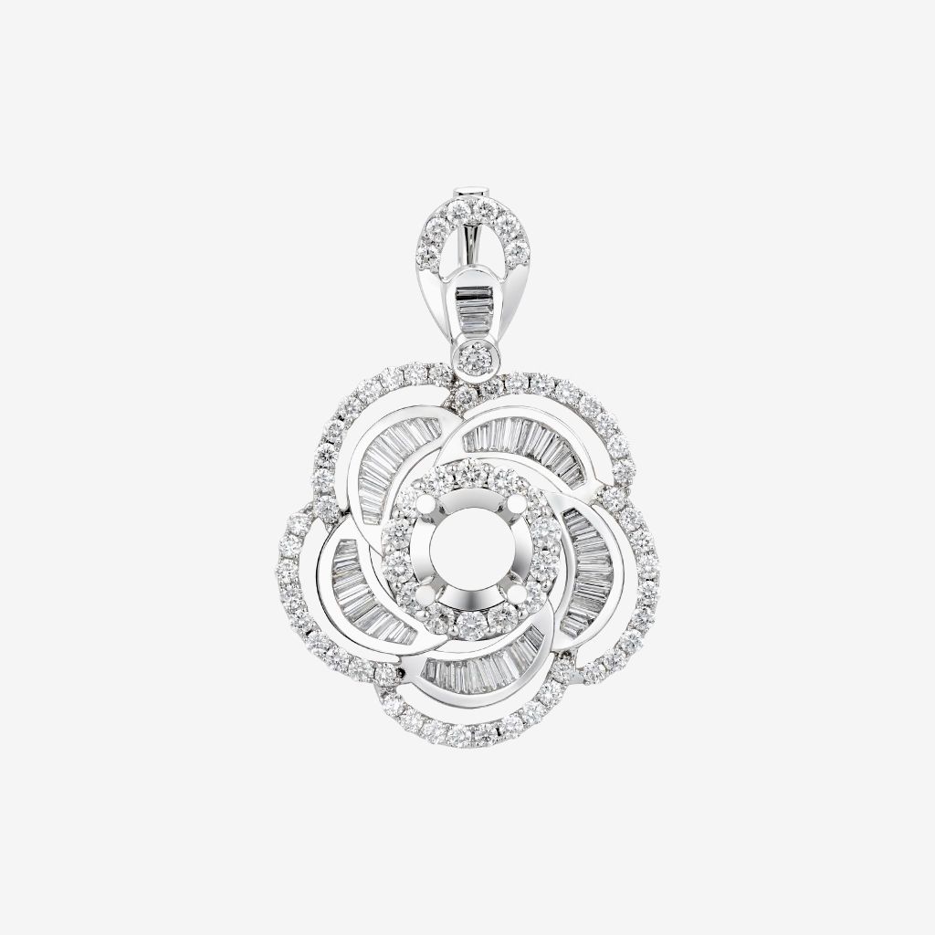  TRIPLE-HALO-STYLE SEMI-SET PENDANT 