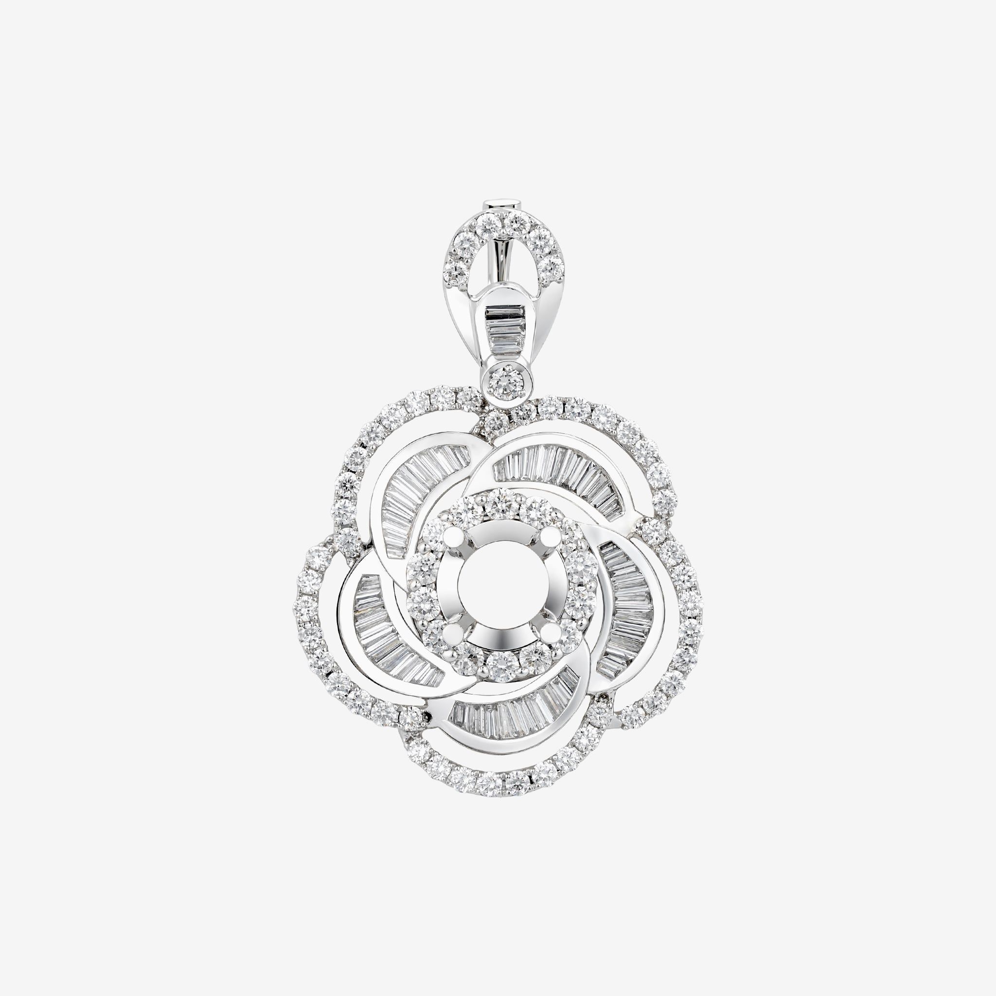 TRIPLE-HALO-STYLE SEMI-SET PENDANT