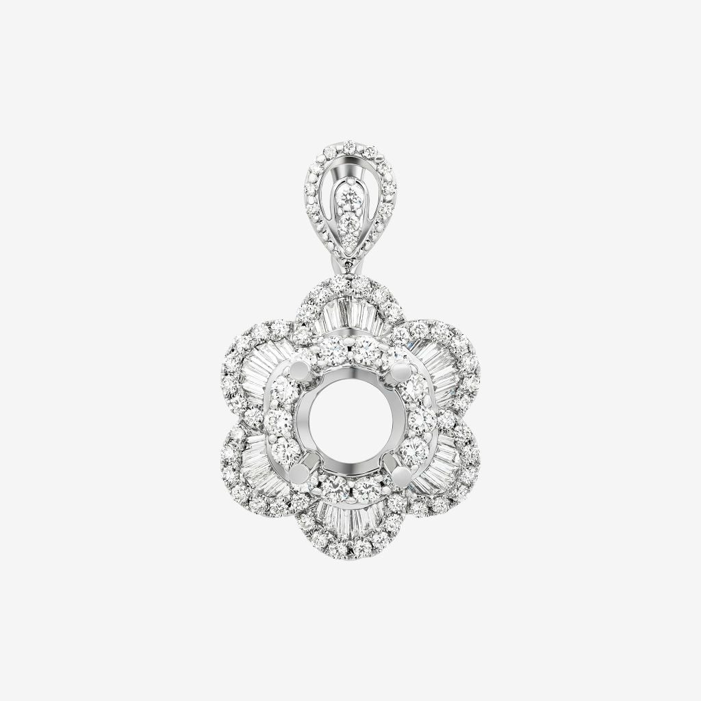  PETAL TRIPLE HALO SEMI-SET PENDANT 
