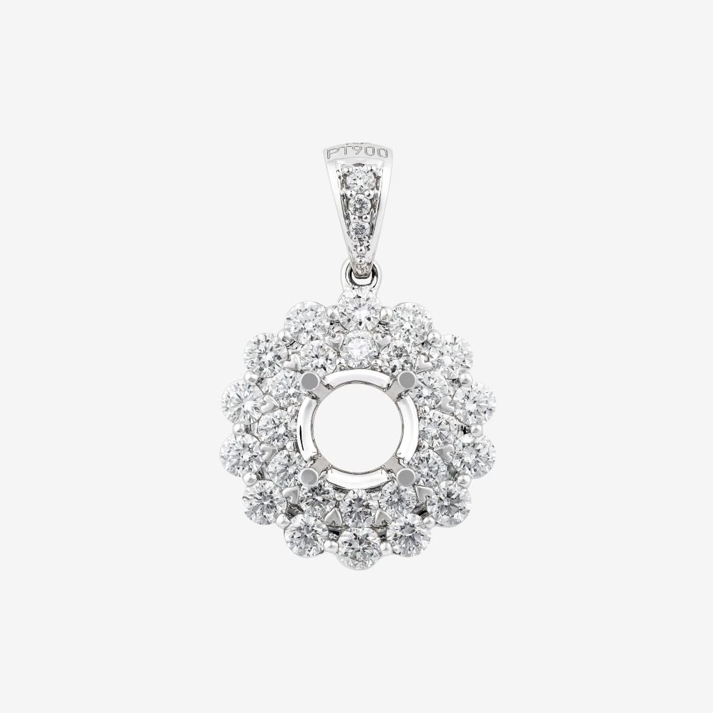  DOUBLE HALO SEMI-SET PENDANT 