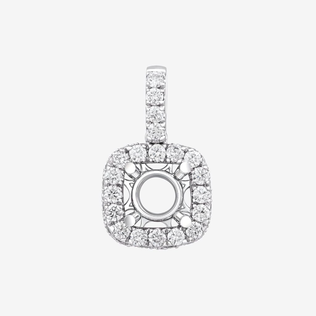  CUSHION HALO SEMI-SET PENDANT 