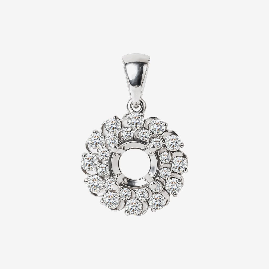  SEMI-SET DOUBLE HALO PENDANT 