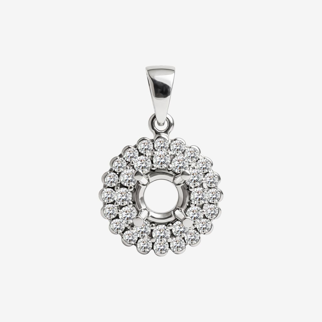  SEMI-SET DOUBLE HALO PENDANT 
