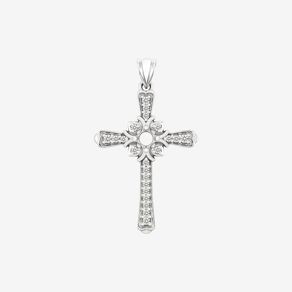  CATHEDRAL SEMI-SET CROSS PENDANT 