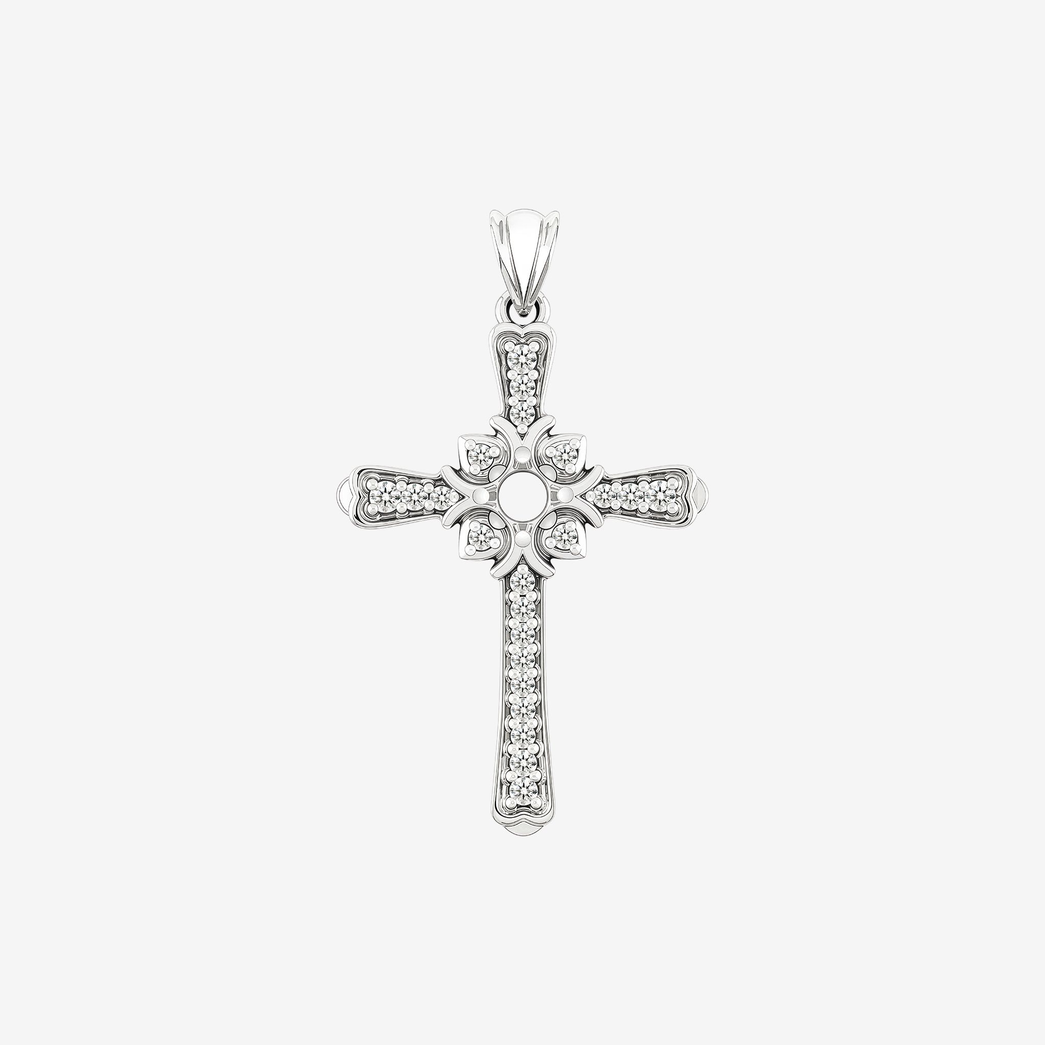 CATHEDRAL SEMI-SET CROSS PENDANT