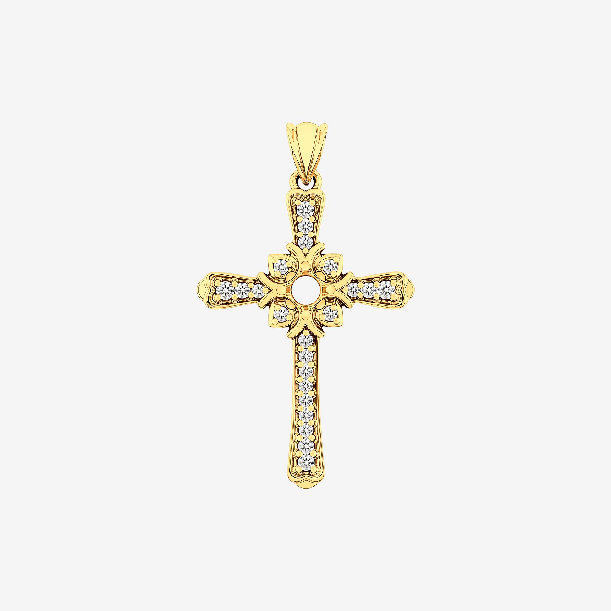 CATHEDRAL SEMI-SET CROSS PENDANT