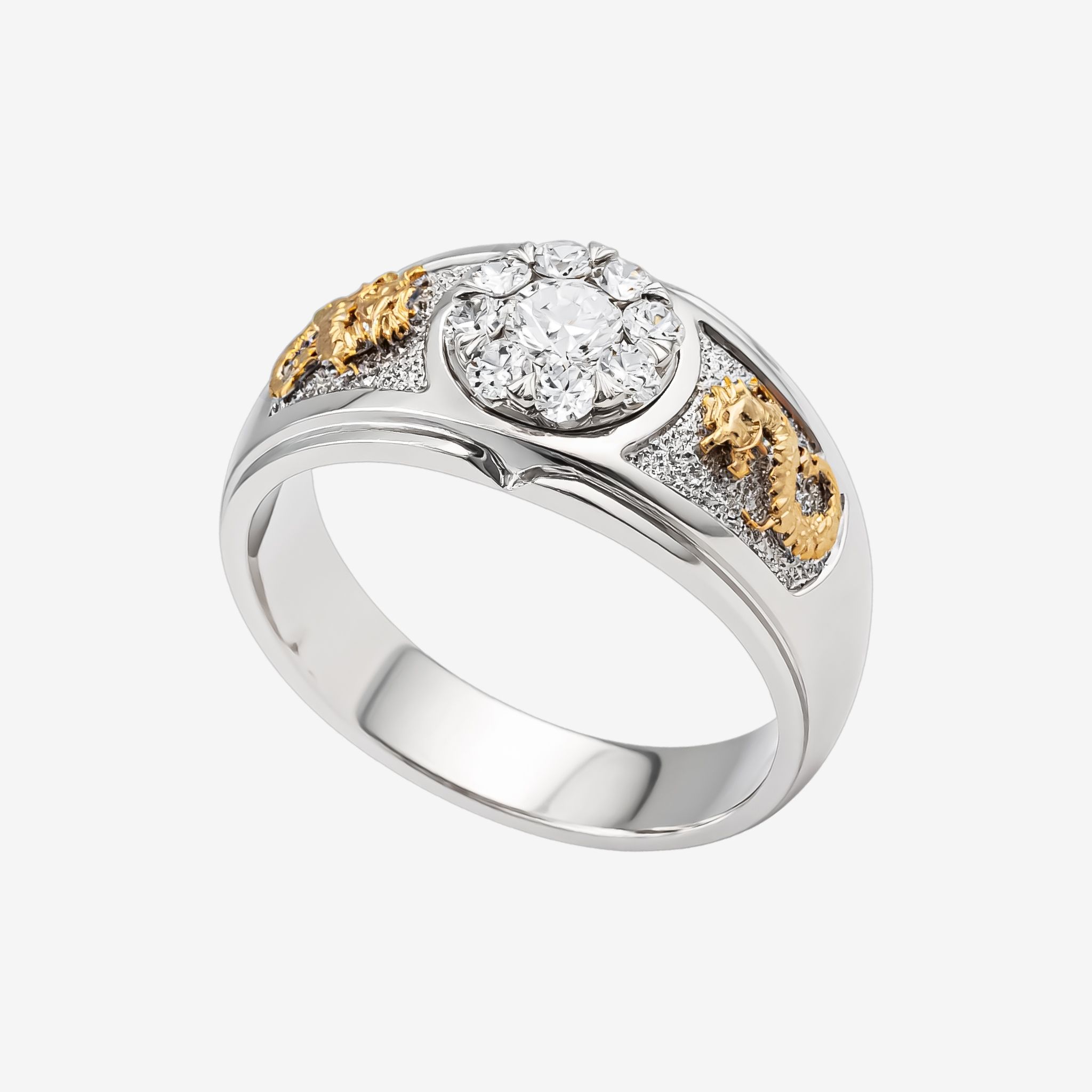 EMBOSSED ZODIAC CLUSTER RING