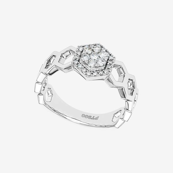  HEXAGON LINK CLUSTER RING 