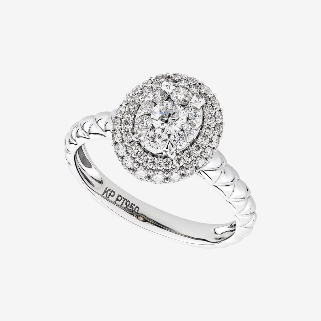  OVAL HALO CLUSTER RING 