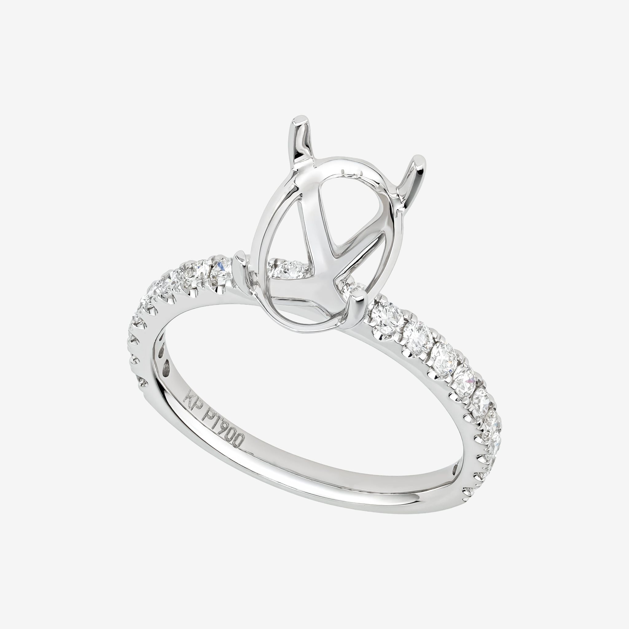 OVAL SCALLOPED PAVÉ SEMI-SET RING