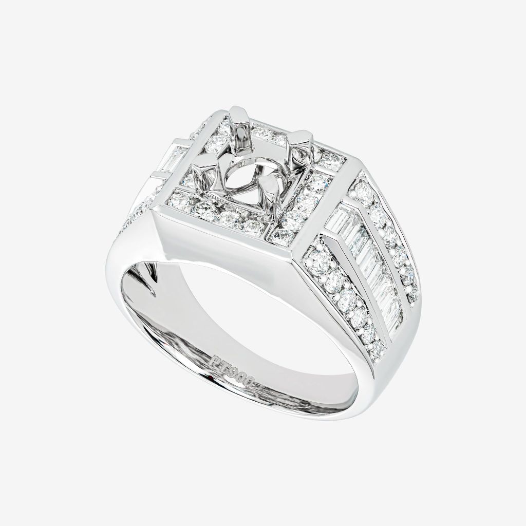  SQUARE HALO SEMI-SET MEN RING 