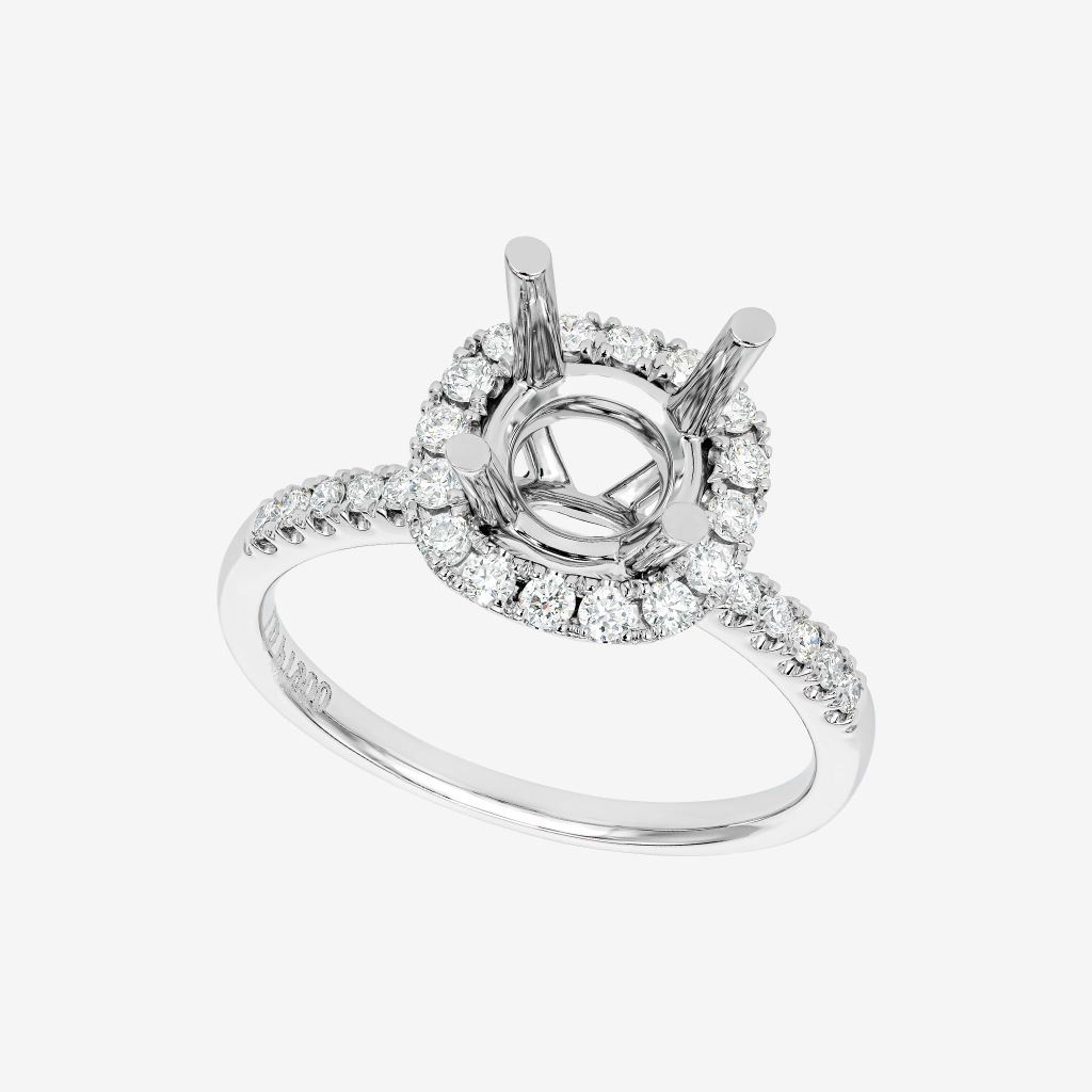  CUSHION HALO SEMI-SET RING 