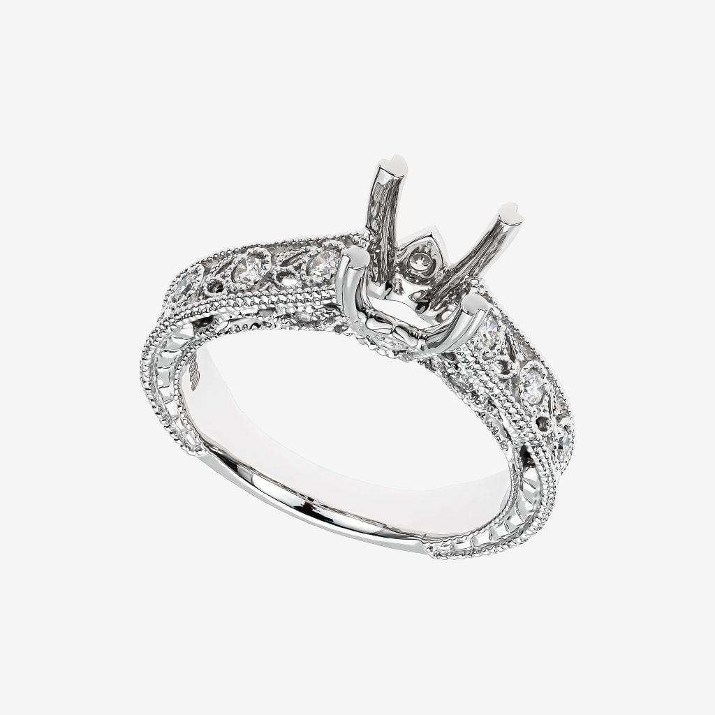  SEMI-SET MIGRAINE FILIGREEE RING 