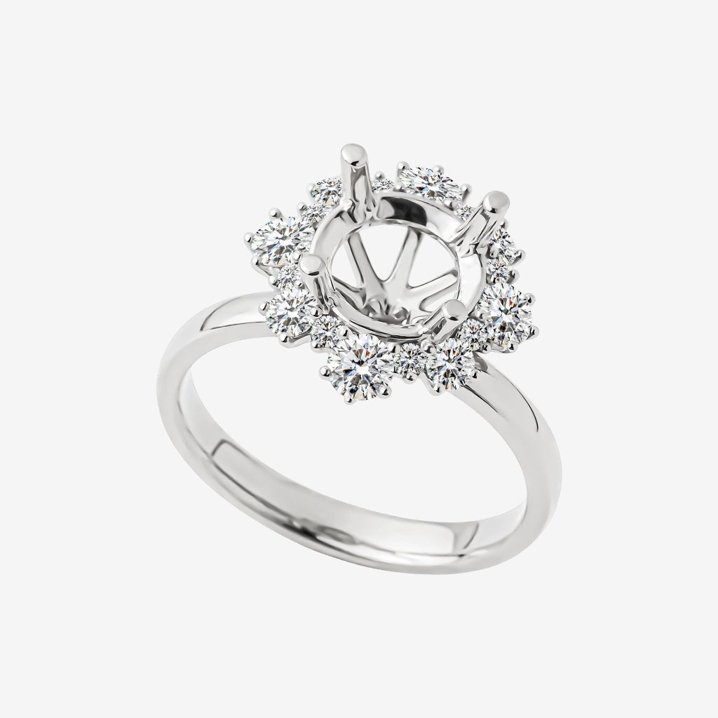  SNOWFLAKE SEMI-SET ENGAGEMENT RING 