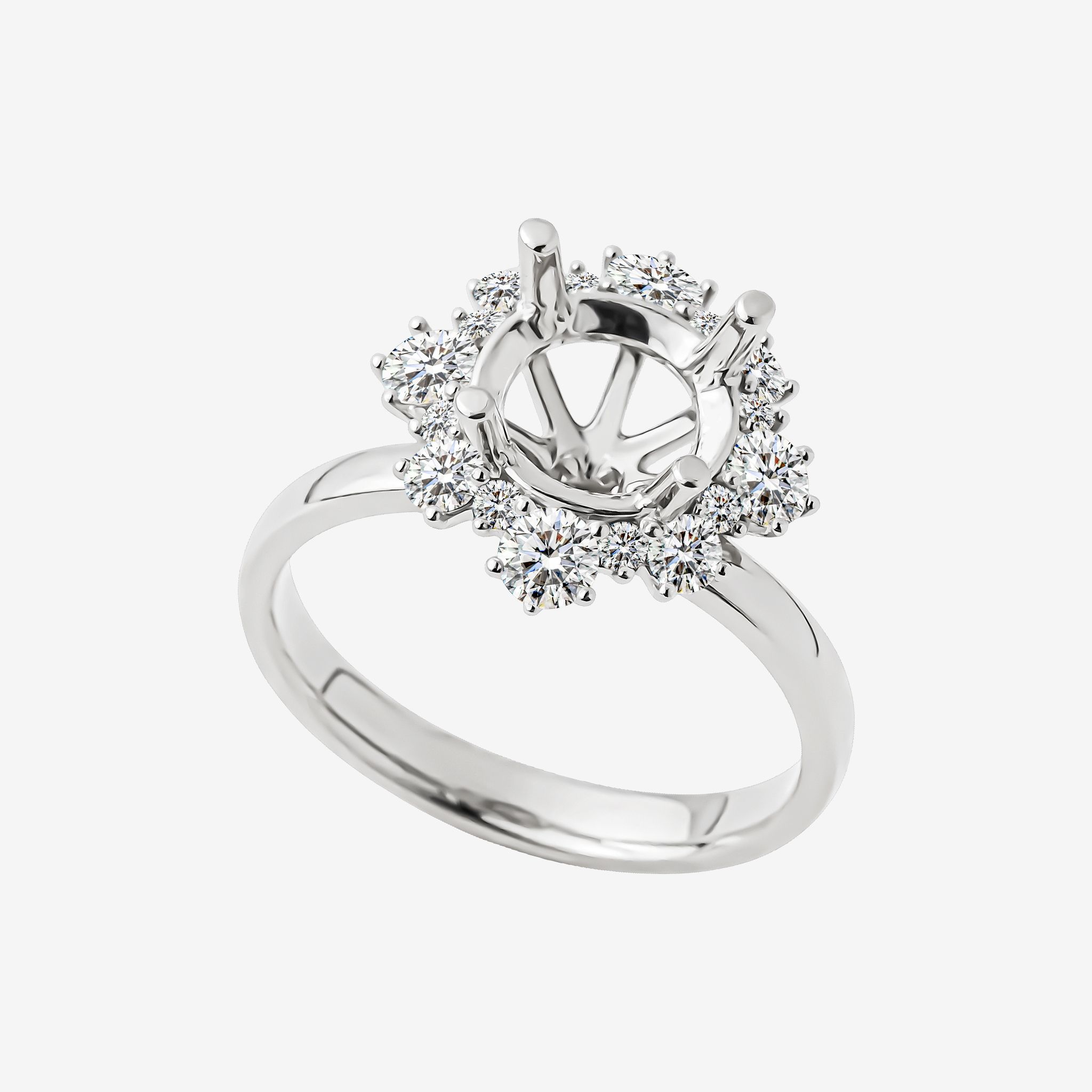 FLORAL HALO-STYLE SEMI-SET RING