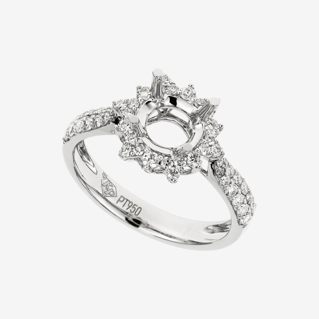  ACCENTED SNOWFLAKE SEMI-SET ENGAGEMENT RING 