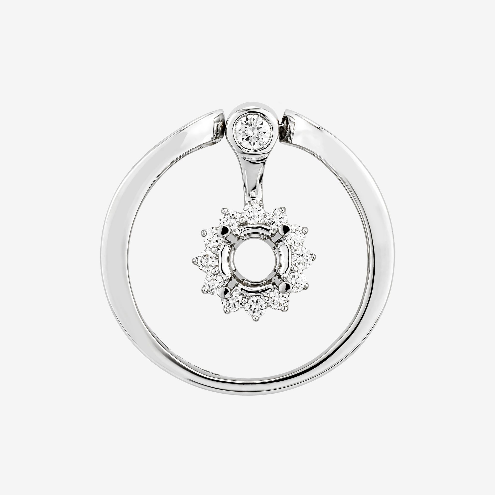 CONVERTIBLE FLORAL HALO-STYLE SEMI-SET RING