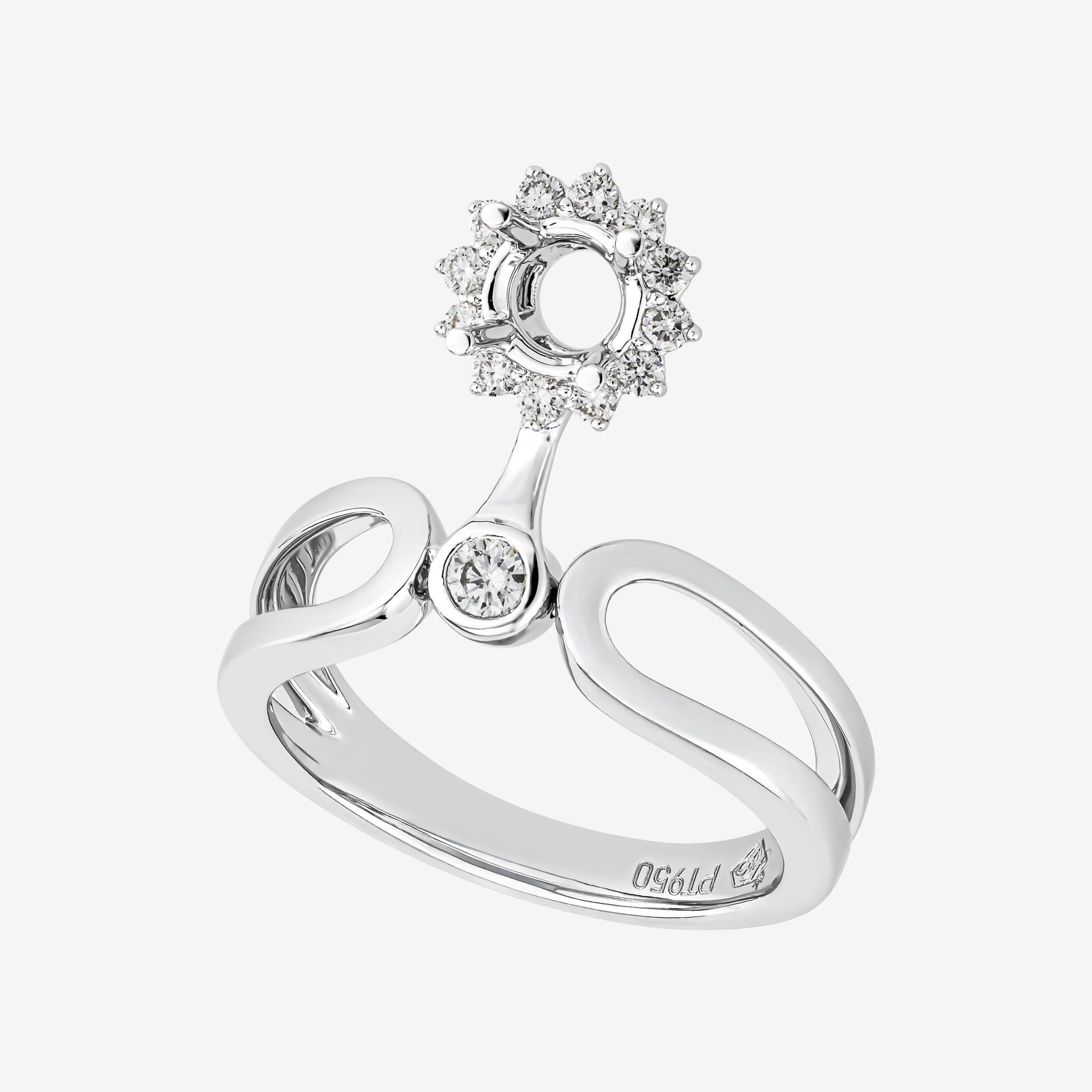 CONVERTIBLE FLORAL HALO-STYLE SEMI-SET RING