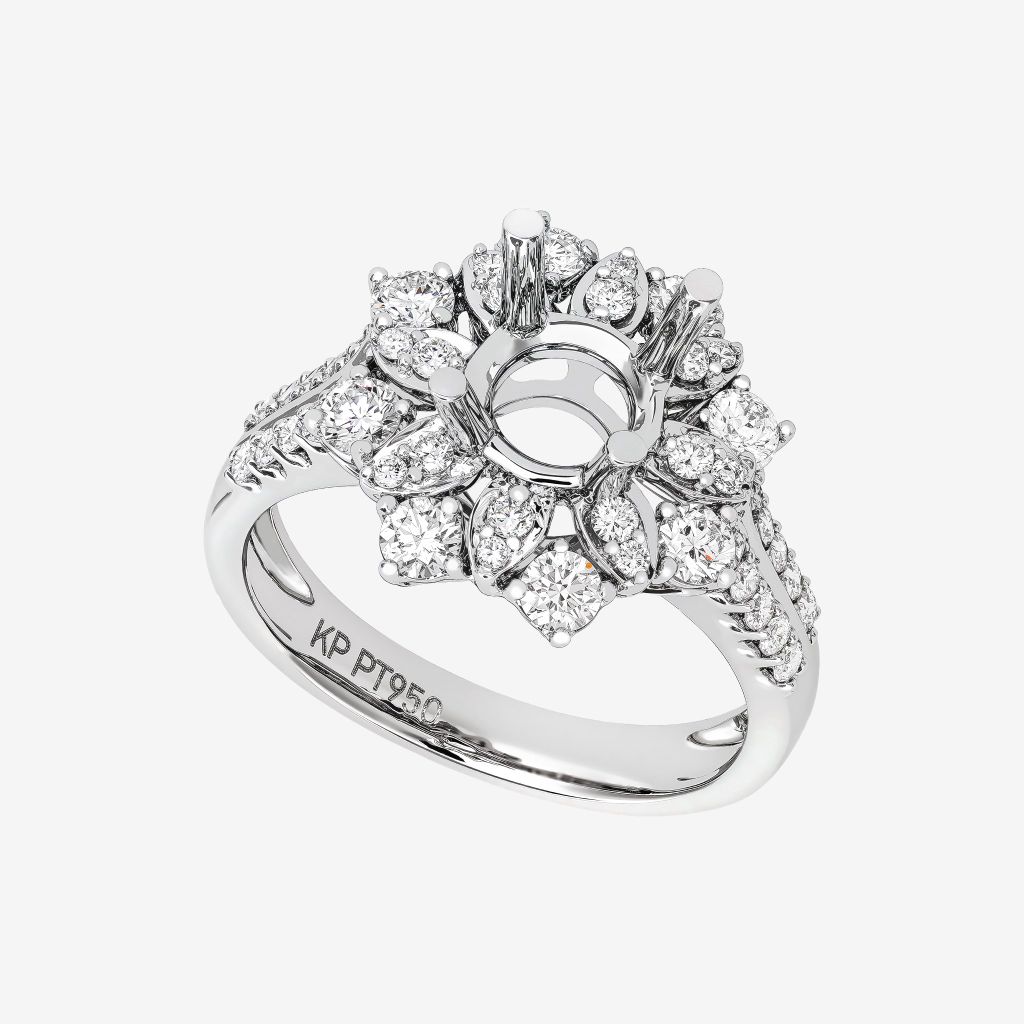  FLORAL SEMI-SET ENGAGEMENT RING 