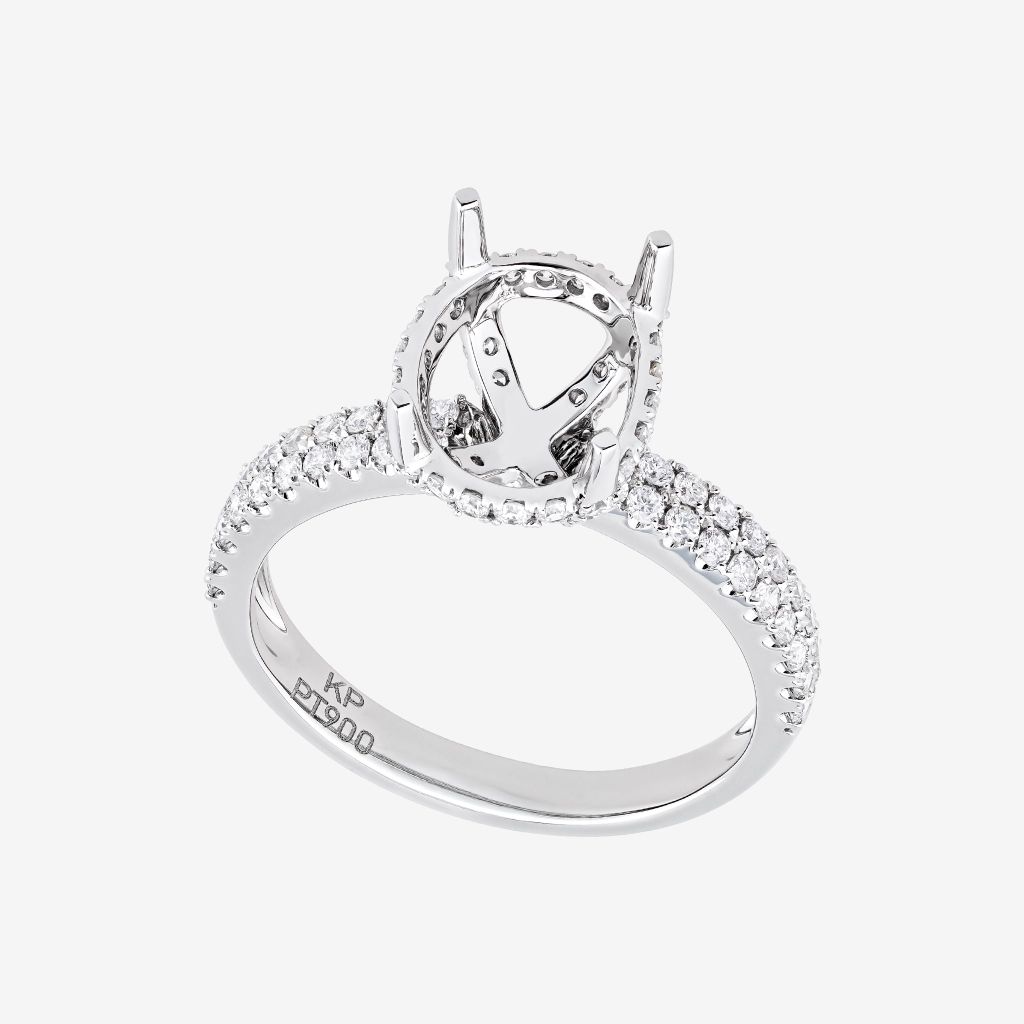  OVAL UNDER HALO SEMI-SET RING 