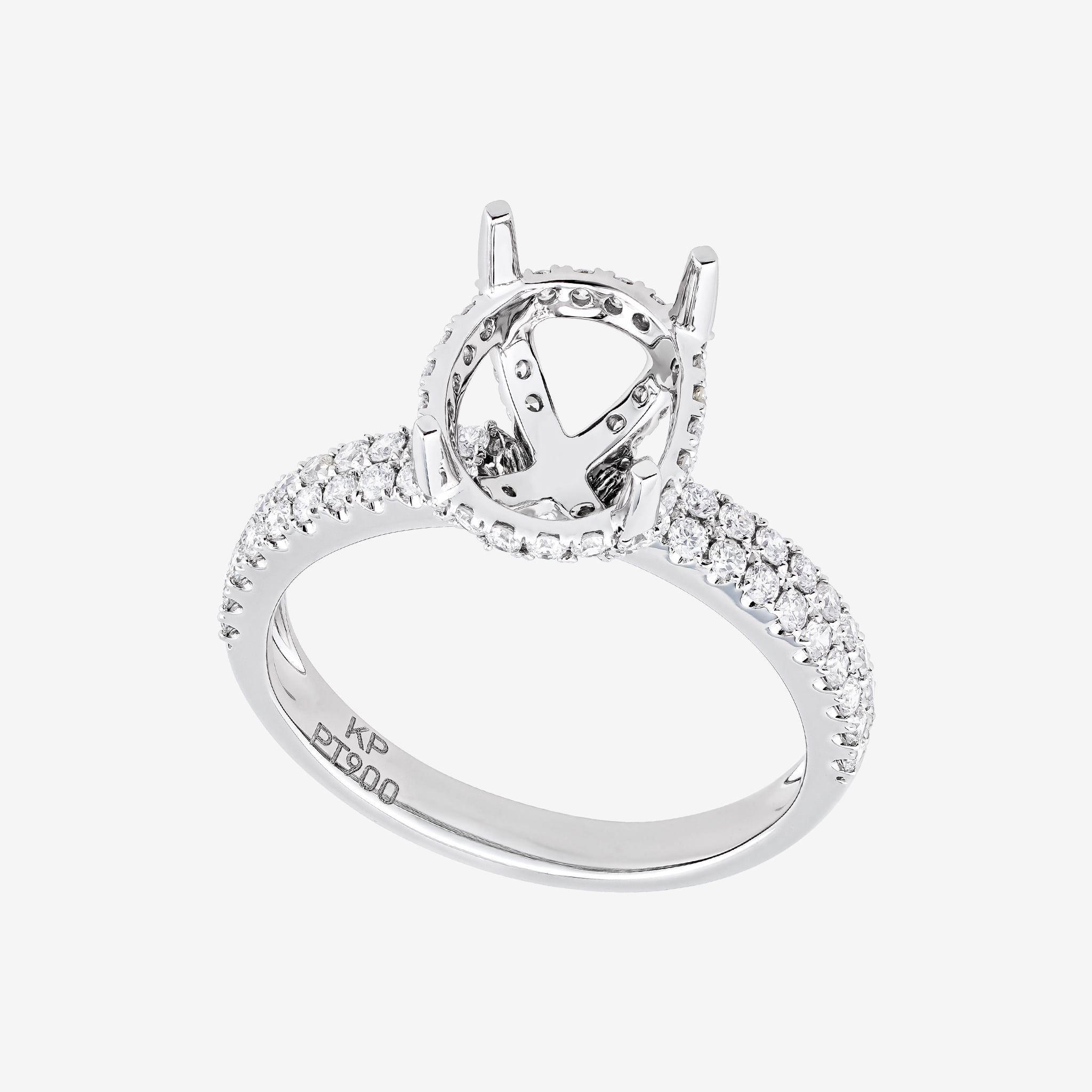 OVAL UNDER HALO SEMI-SET RING