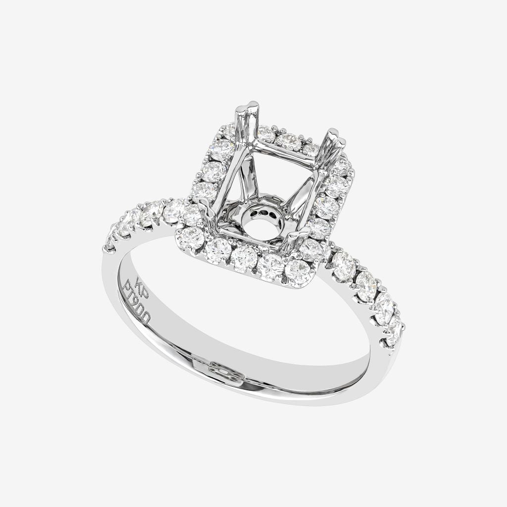  EMERALD HALO SEMI-SET RING 