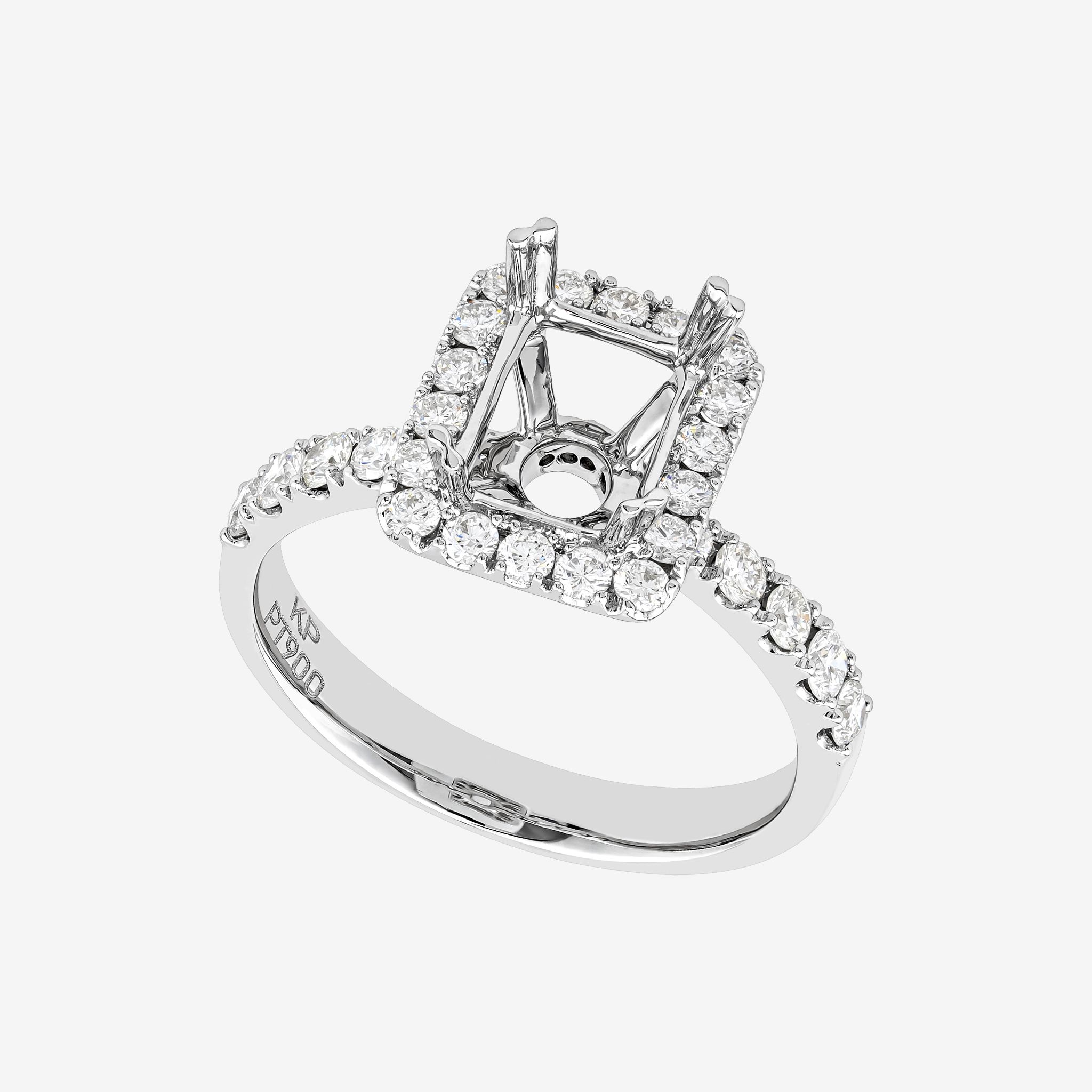 EMERALD HALO SEMI-SET RING