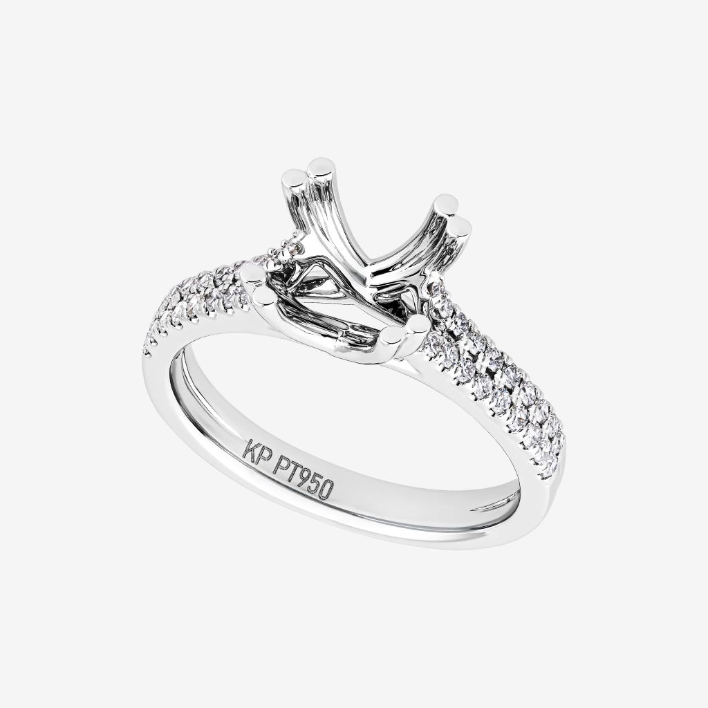  DOUBLE PRONG CATHEDRAL SEMI-SET RING 