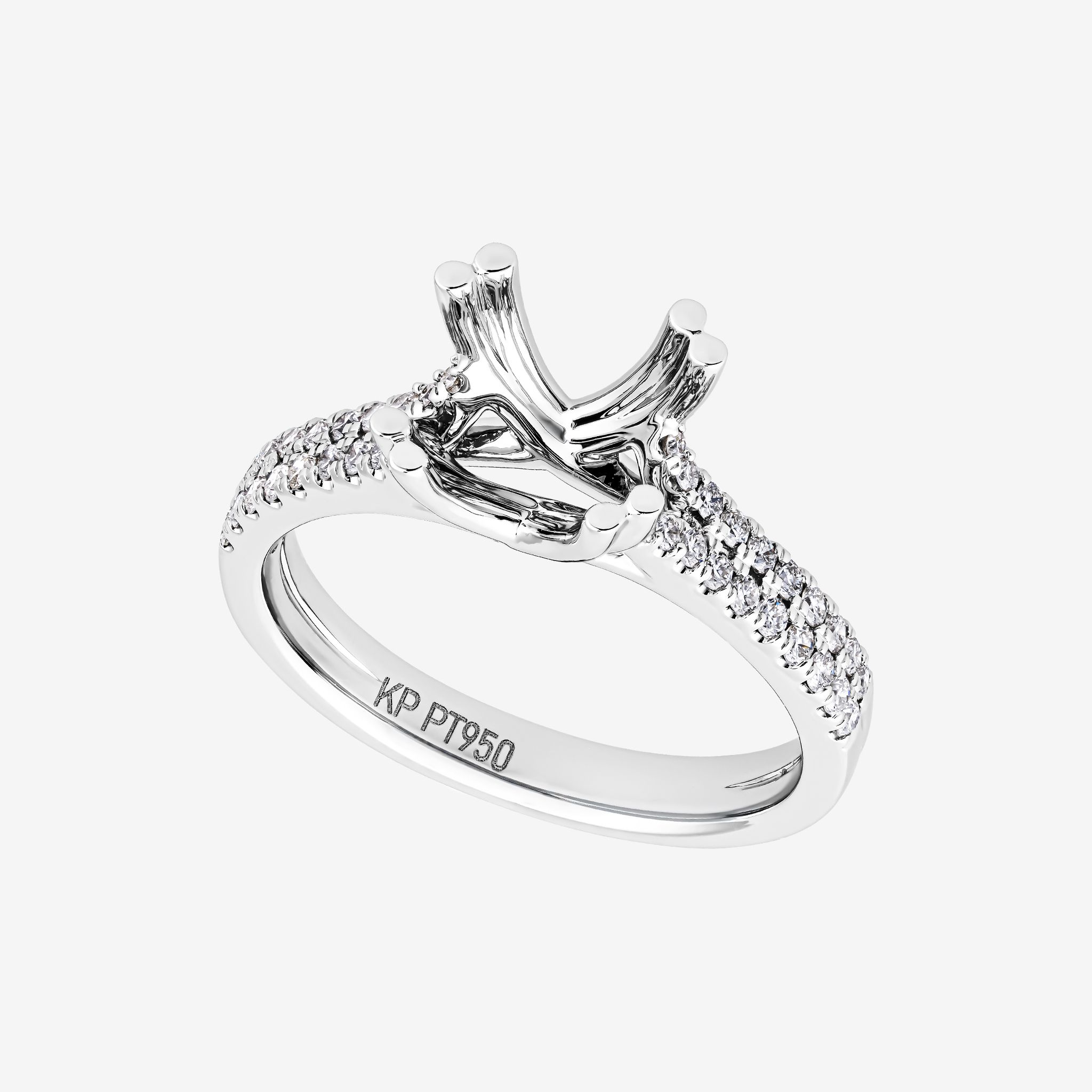 DOUBLE PRONG CATHEDRAL SEMI-SET RING