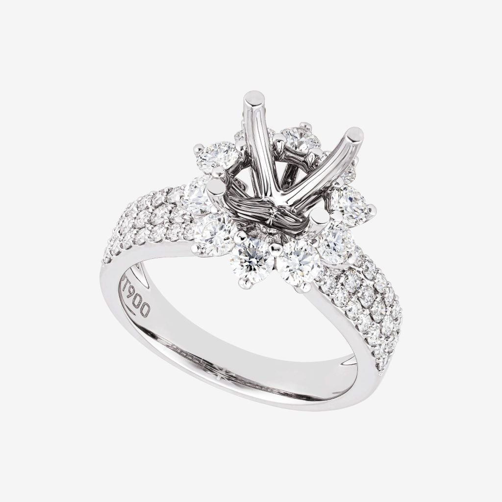  FLORAL HALO TRIPLE-ROW SEMI-SET RING 