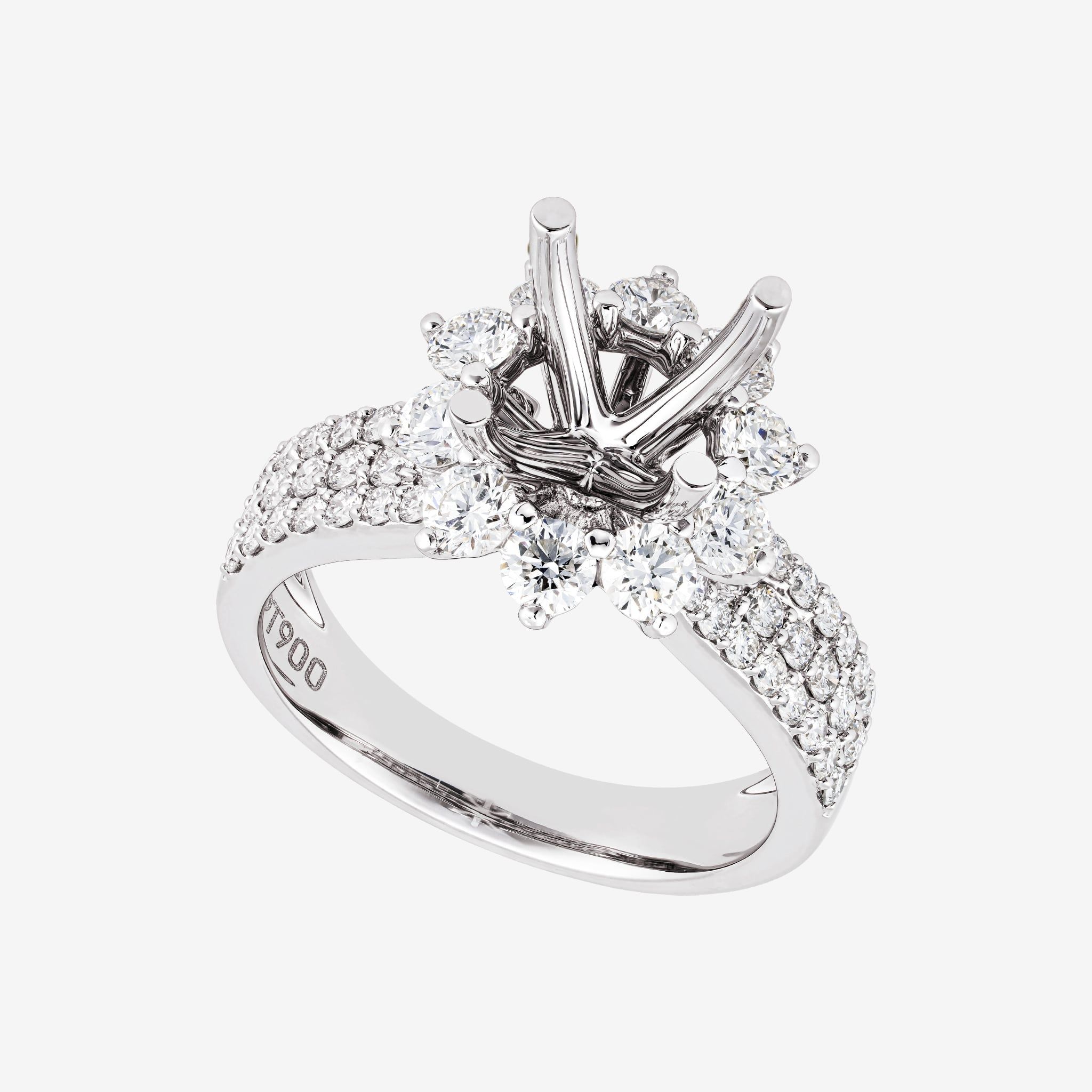 FLORAL HALO TRIPLE-ROW SEMI-SET RING