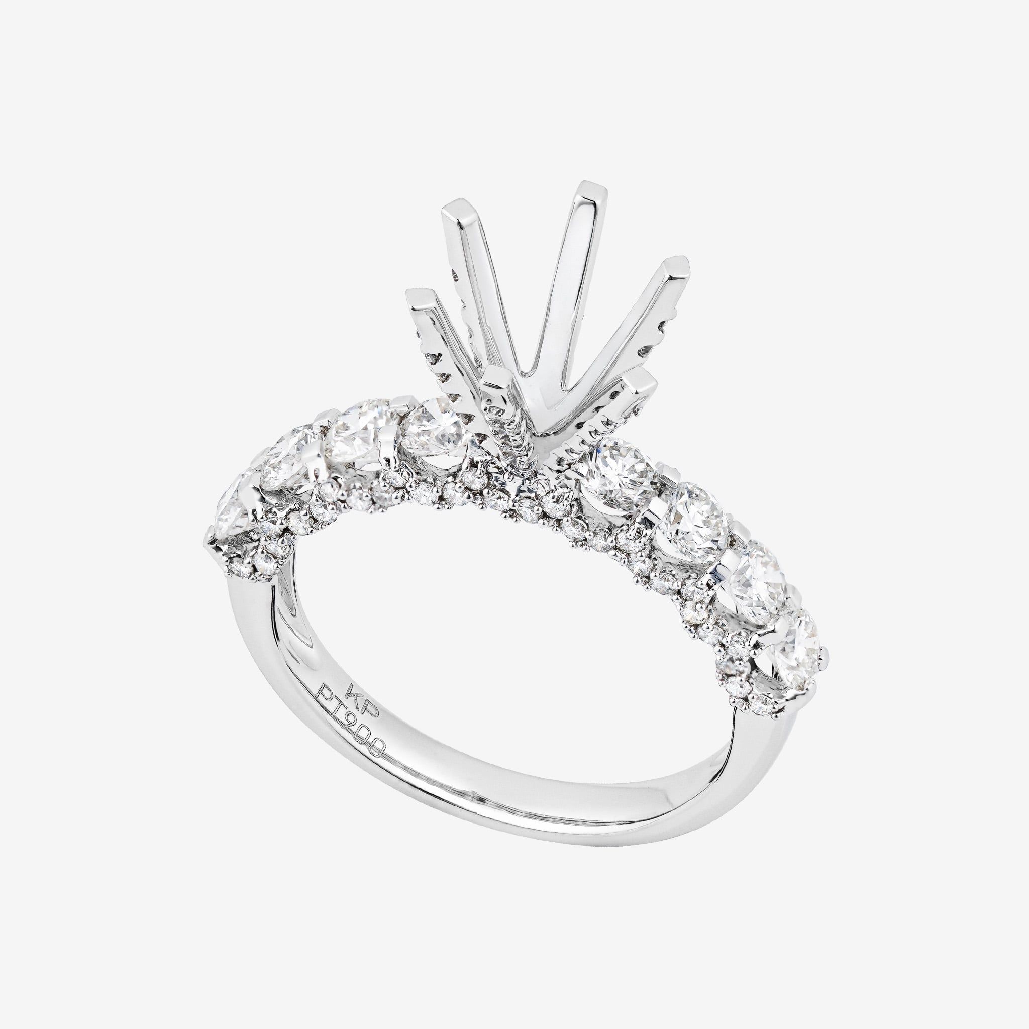 CROWN HEAD SEMI-SET RING