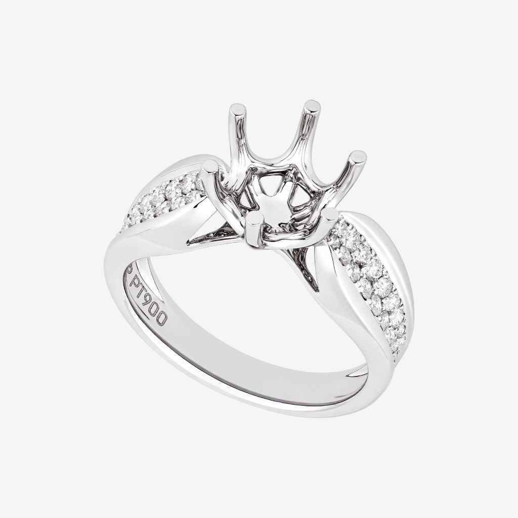  CROWN SWIRL SHOULDER SEMI-SET RING 