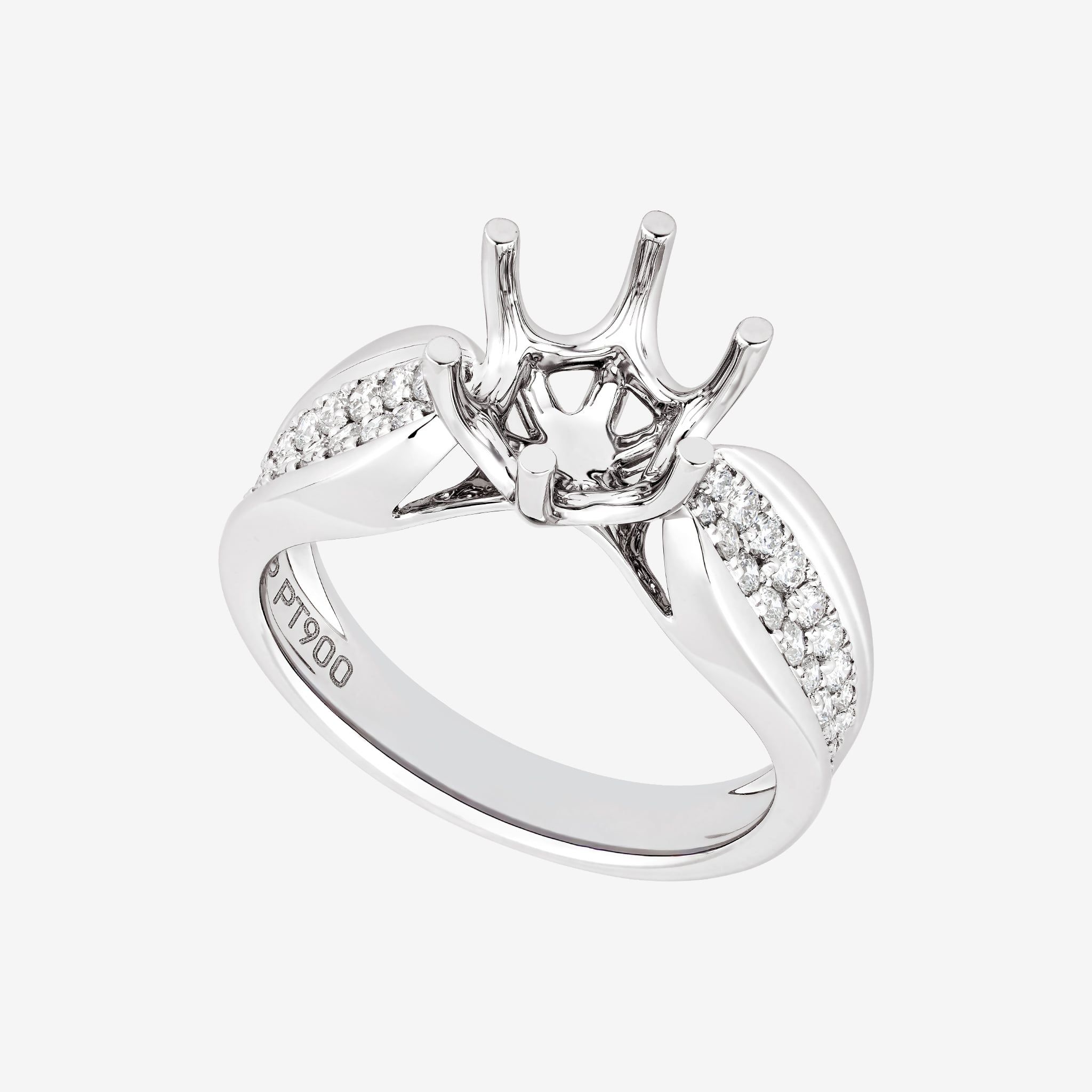 CROWN SWIRL SHOULDER SEMI-SET RING