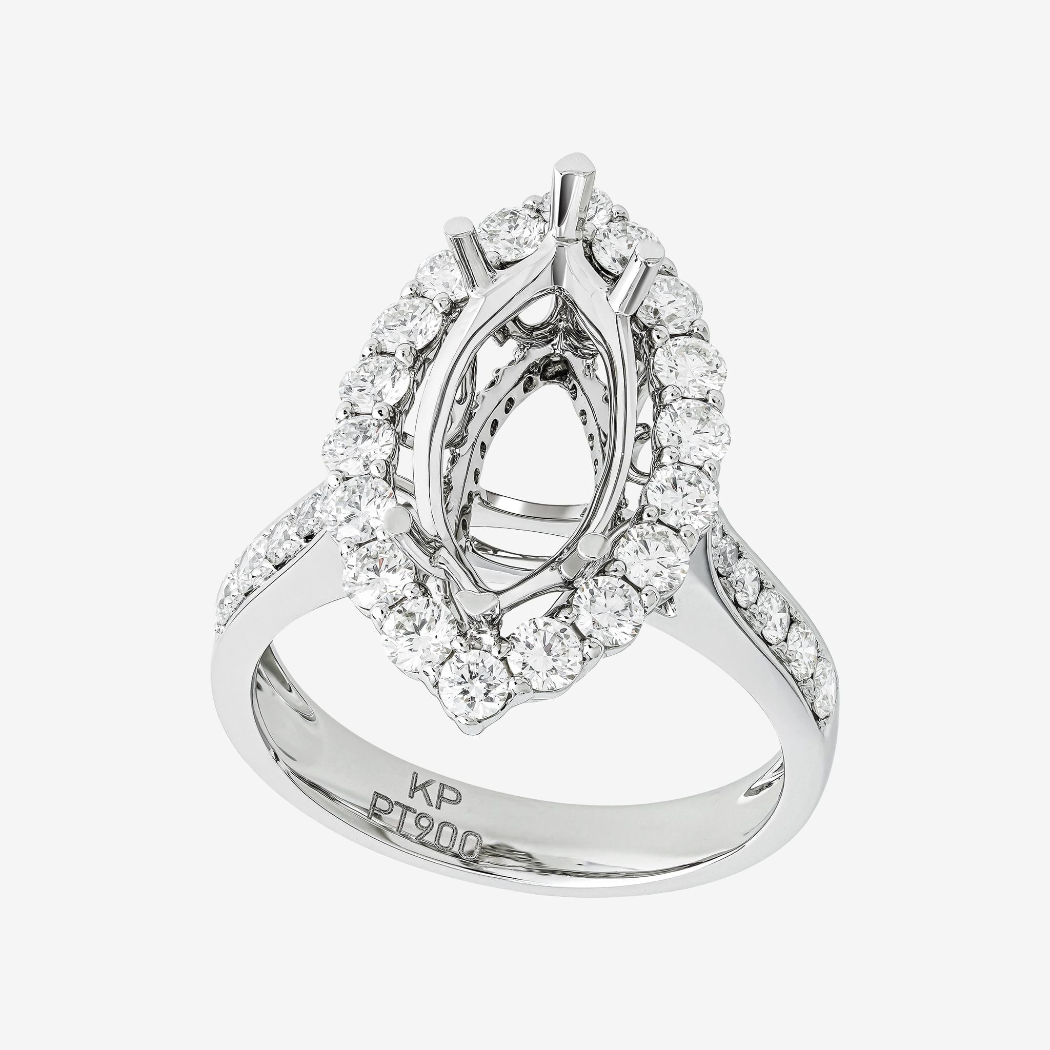 MARQUISE HALO SEMI-SET RING