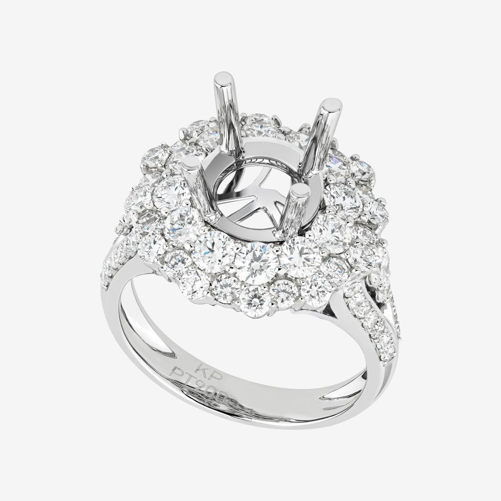  DOUBLE HALO SEMI-SET RING 