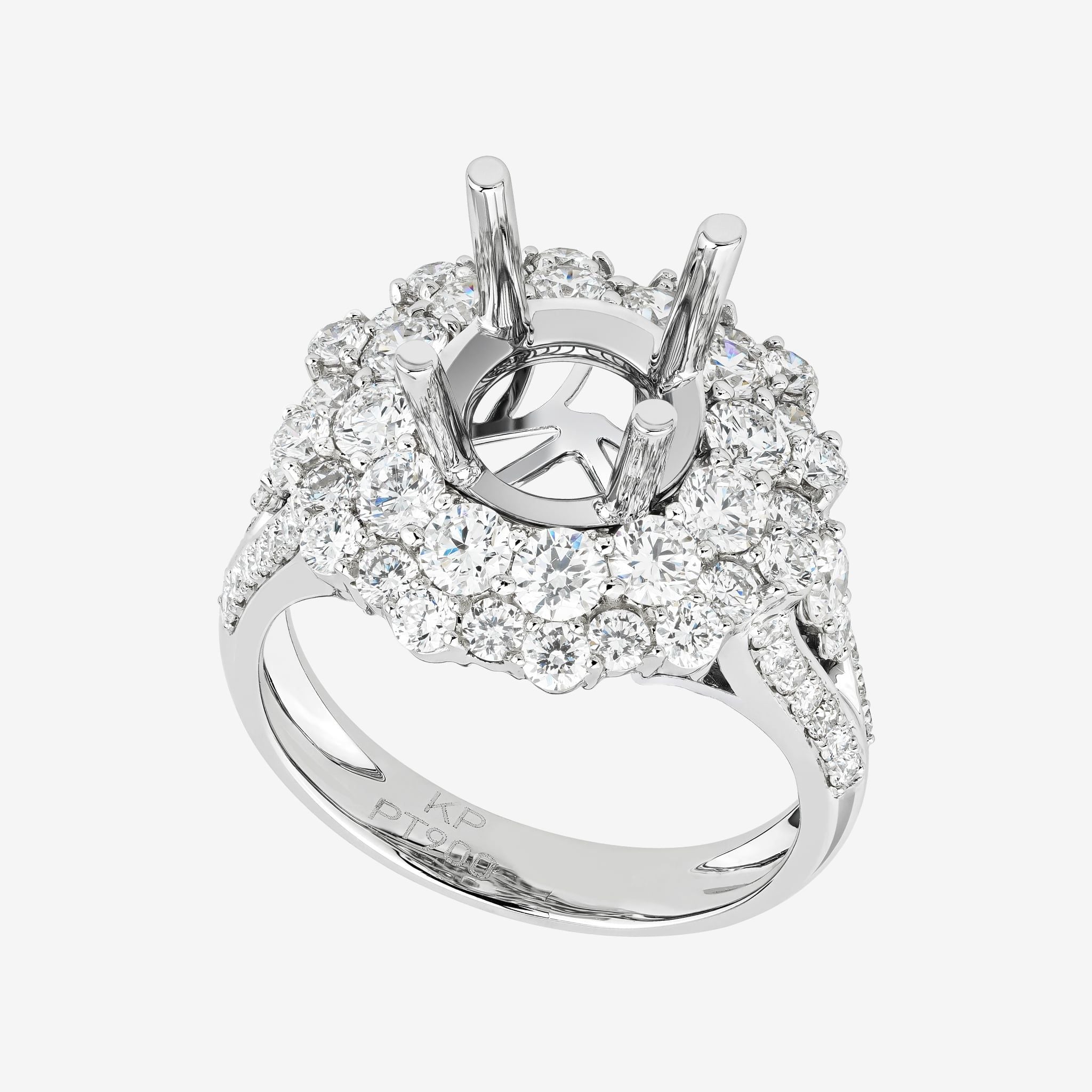 DOUBLE HALO SEMI-SET RING