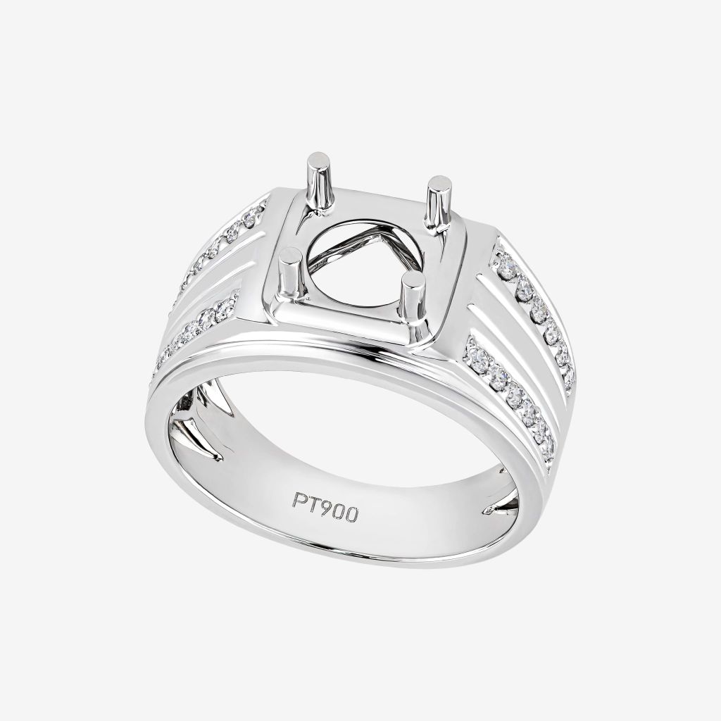  GEOMETRIC SQUARE COLLET SEMI-SET MEN RING 