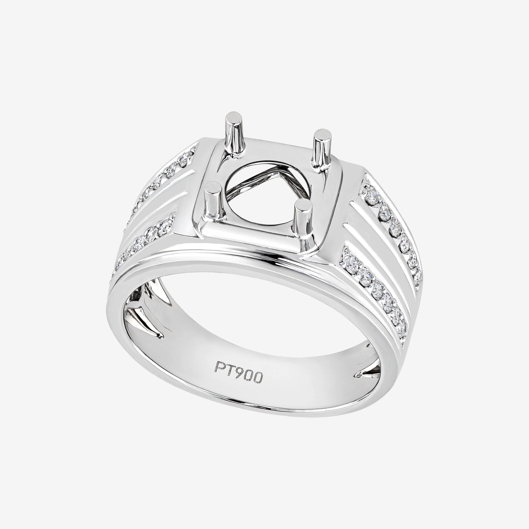 GEOMETRIC SQUARE COLLET SEMI-SET MEN RING