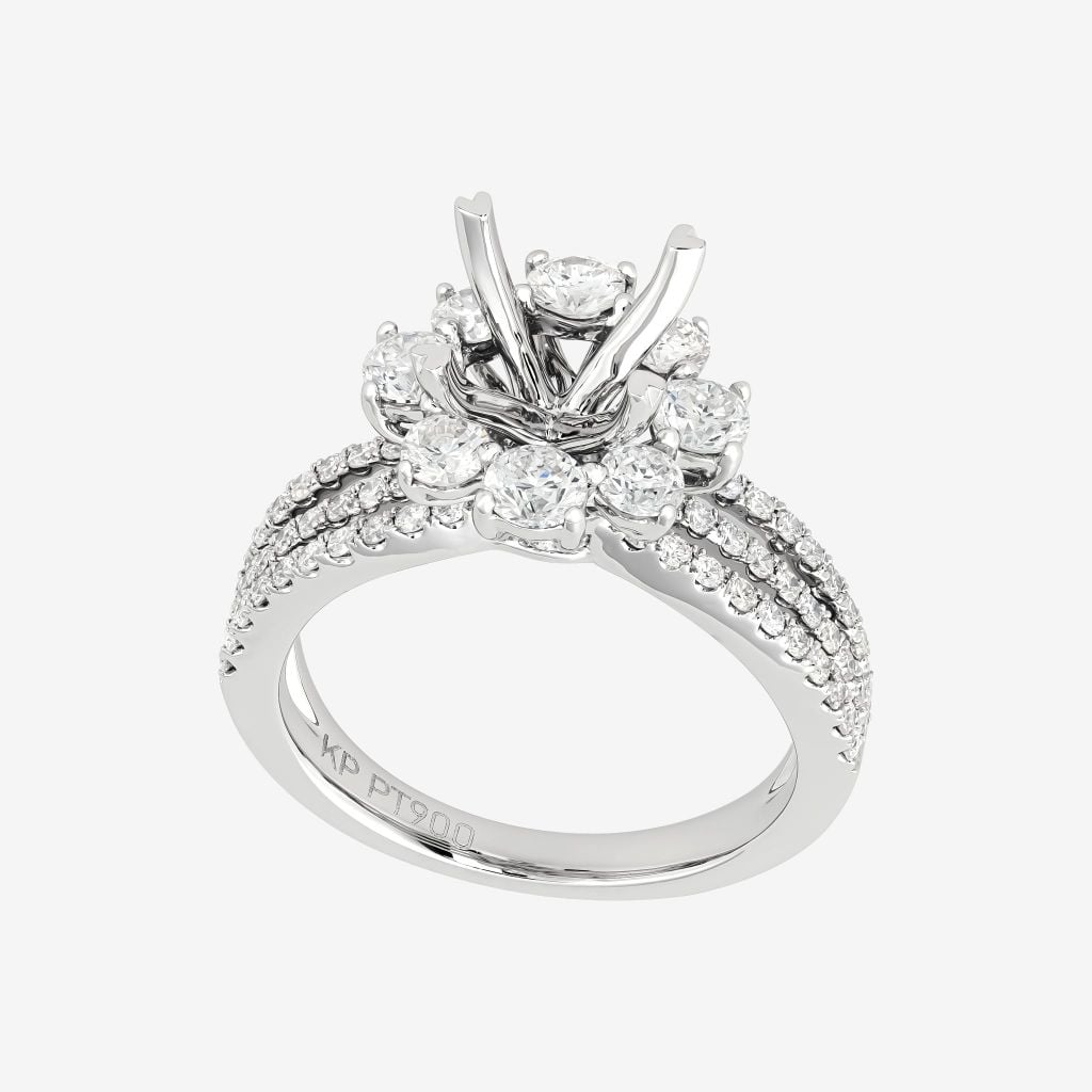  OPEN HALO TRIPLE-ROW SHANK SEMI-SET RING 