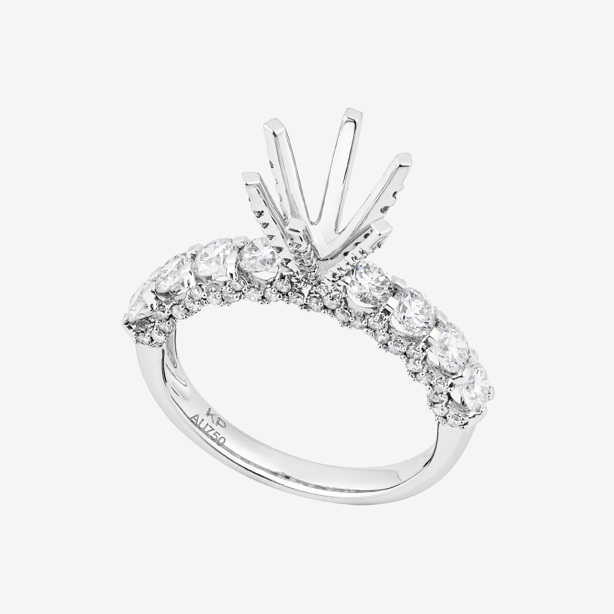 CROWN HEAD SEMI-SET RING