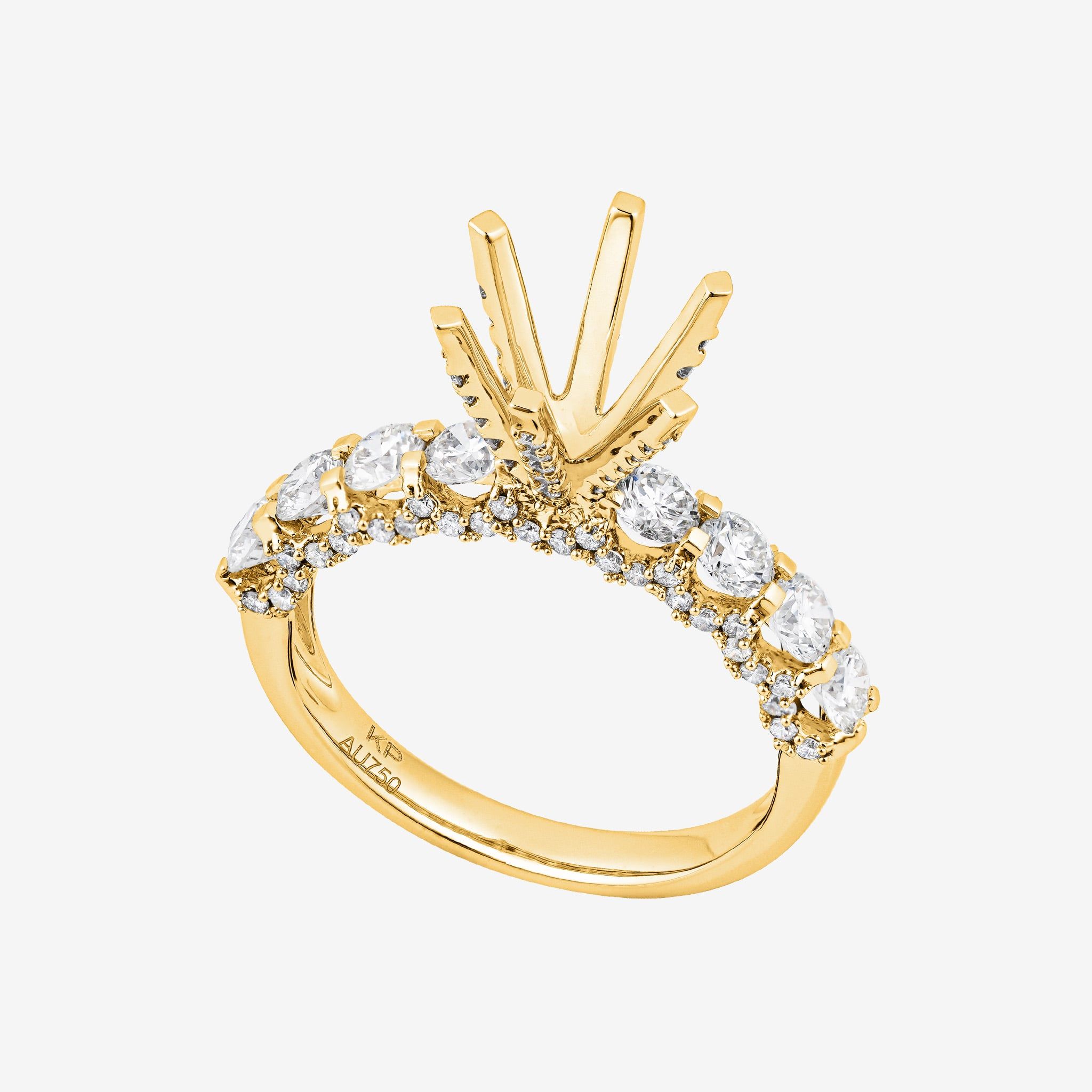 CROWN HEAD SEMI-SET RING