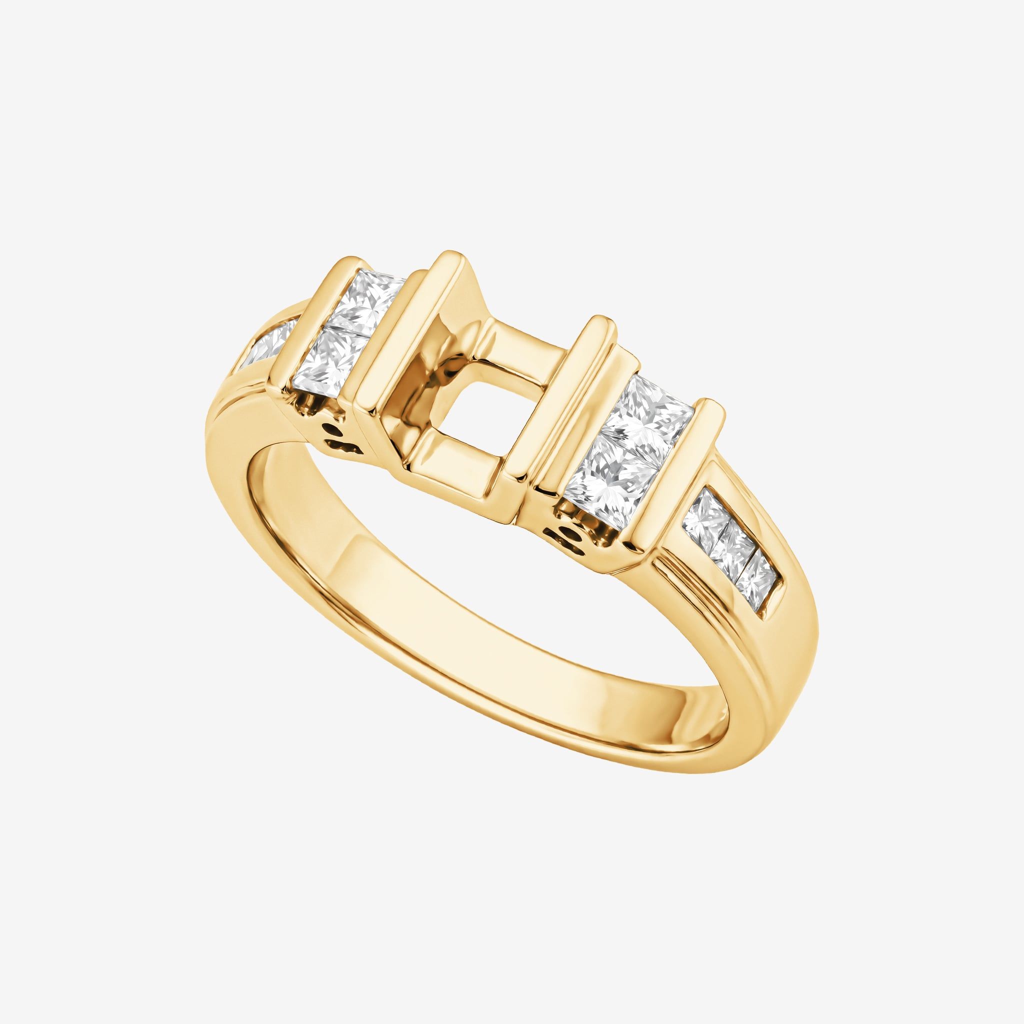 SQUARE-HEAD SEMI-SET RING
