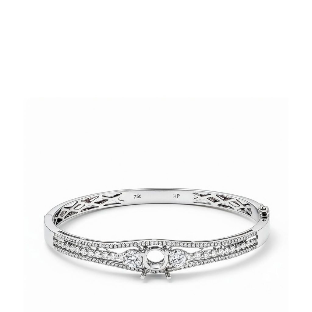  SEMI-SET THREE-ROW BANGLE 
